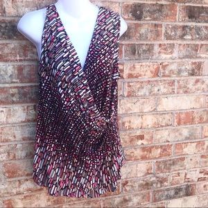 {Nic + Zoe} Deep V-neck Draped Front Wrap Top {Lg}